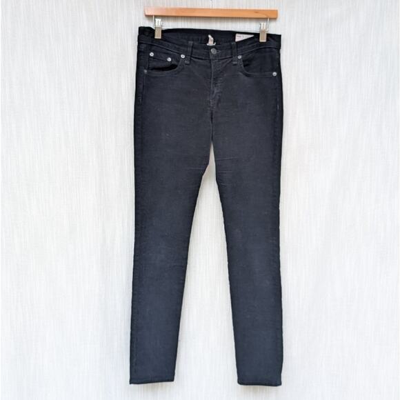 Rag & Bone Black Cord Mid-rise Skinny Ankle Pants Jeans, size 27 - Picture 1 of 10